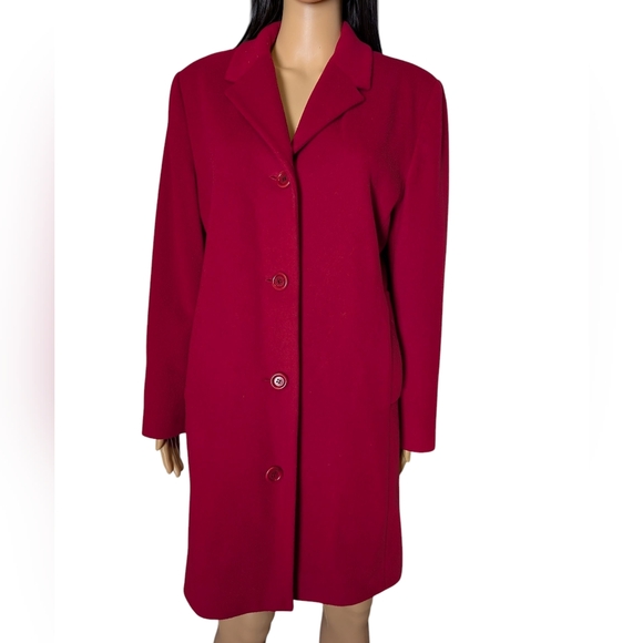 L.L. Bean Jackets & Blazers - L.L. Bean Vintage Wool & Cashmere Coat Bright Red Size 12 Petite